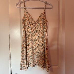 Yellow floral dress.